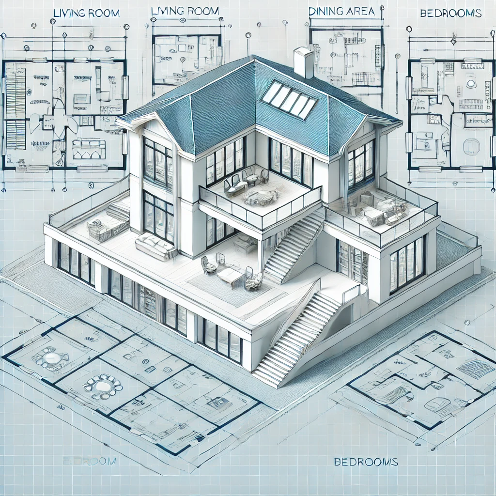 two-story house blueprint design with spacious living areas